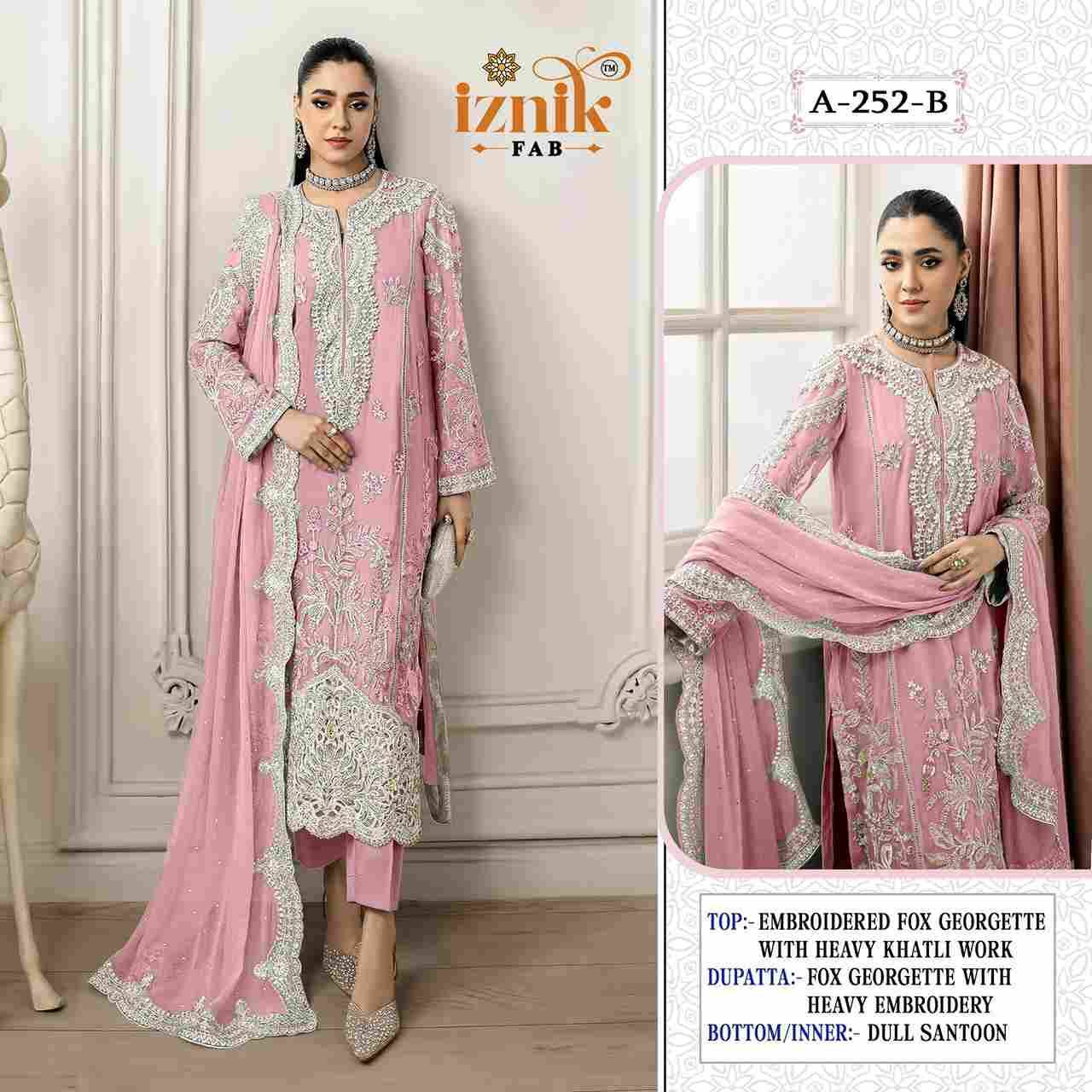 Iznik 252 Colours By Iznik Fab 252-A To 252-D Series Designer Pakistani Suits Beautiful Stylish Fancy Colorful Party Wear & Occasional Wear Faux Georgette With Embroidery Dresses At Wholesale Price