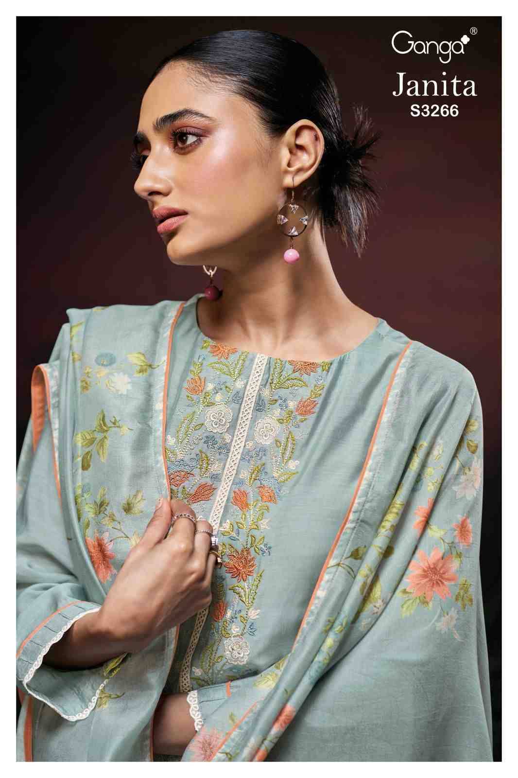Janita-3266 By Ganga Fashion 3266-A To 3266-D Series Beautiful Festive Suits Colorful Stylish Fancy Casual Wear & Ethnic Wear Pure Bemberg Silk Dresses At Wholesale Price