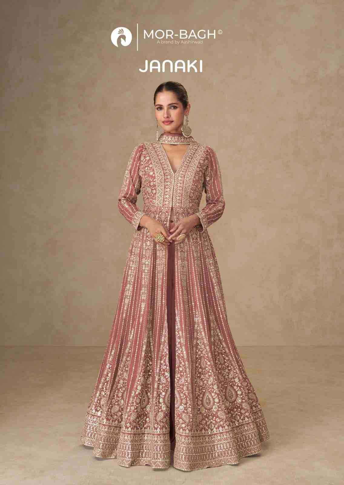 Janki By Mor-Bagh 10353 To 10356 Series Designer Anarkali Suits Beautiful Fancy Colorful Stylish Party Wear & Occasional Wear Premium Chinnon Silk Dresses At Wholesale Price