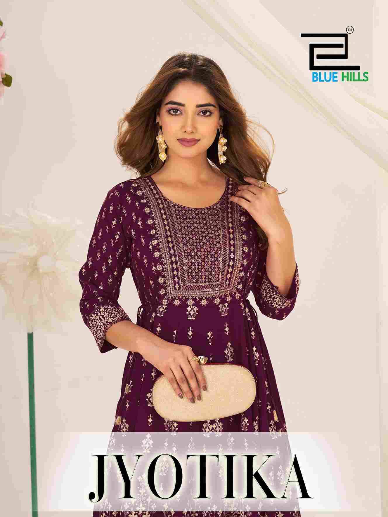 Jyotika By Blue Hills 1001 To 1004 Series Beautiful Stylish Fancy Colorful Casual Wear & Ethnic Wear Rayon Foil Gowns At Wholesale Price