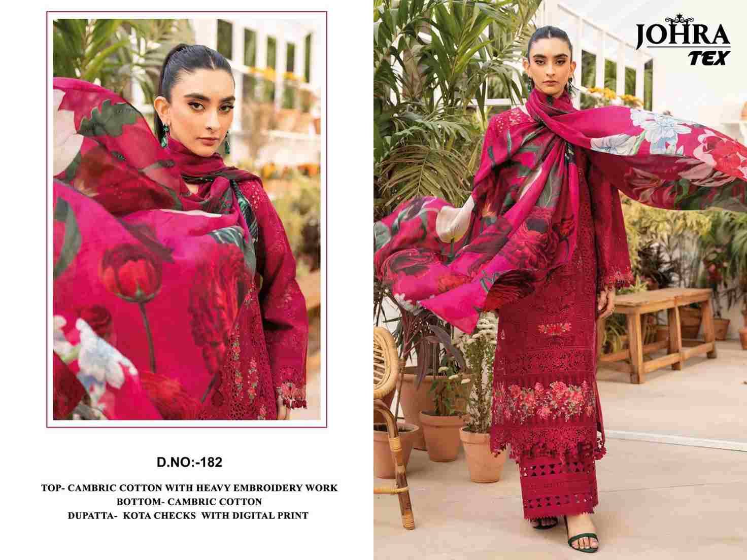 Johra Hit Design 182 By Johra Tex Beautiful Pakistani Suits Colorful Stylish Fancy Casual Wear & Ethnic Wear Cambric Cotton Embroidered Dresses At Wholesale Price