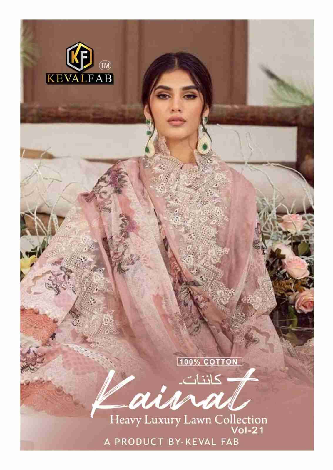 Kainat Vol-21 By Keval Fab 21001 To 21006 Series Beautiful Suits Colorful Stylish Fancy Casual Wear & Ethnic Wear Pure Lawn Cotton Dresses At Wholesale Price