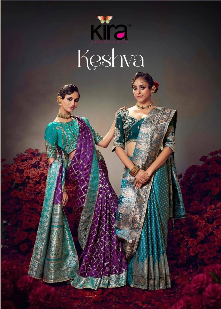 Keshva By Kira 7901 To 7910 Series Indian Traditional Wear Collection Beautiful Stylish Fancy Colorful Party Wear & Occasional Wear Pure Satin Sarees At Wholesale Price