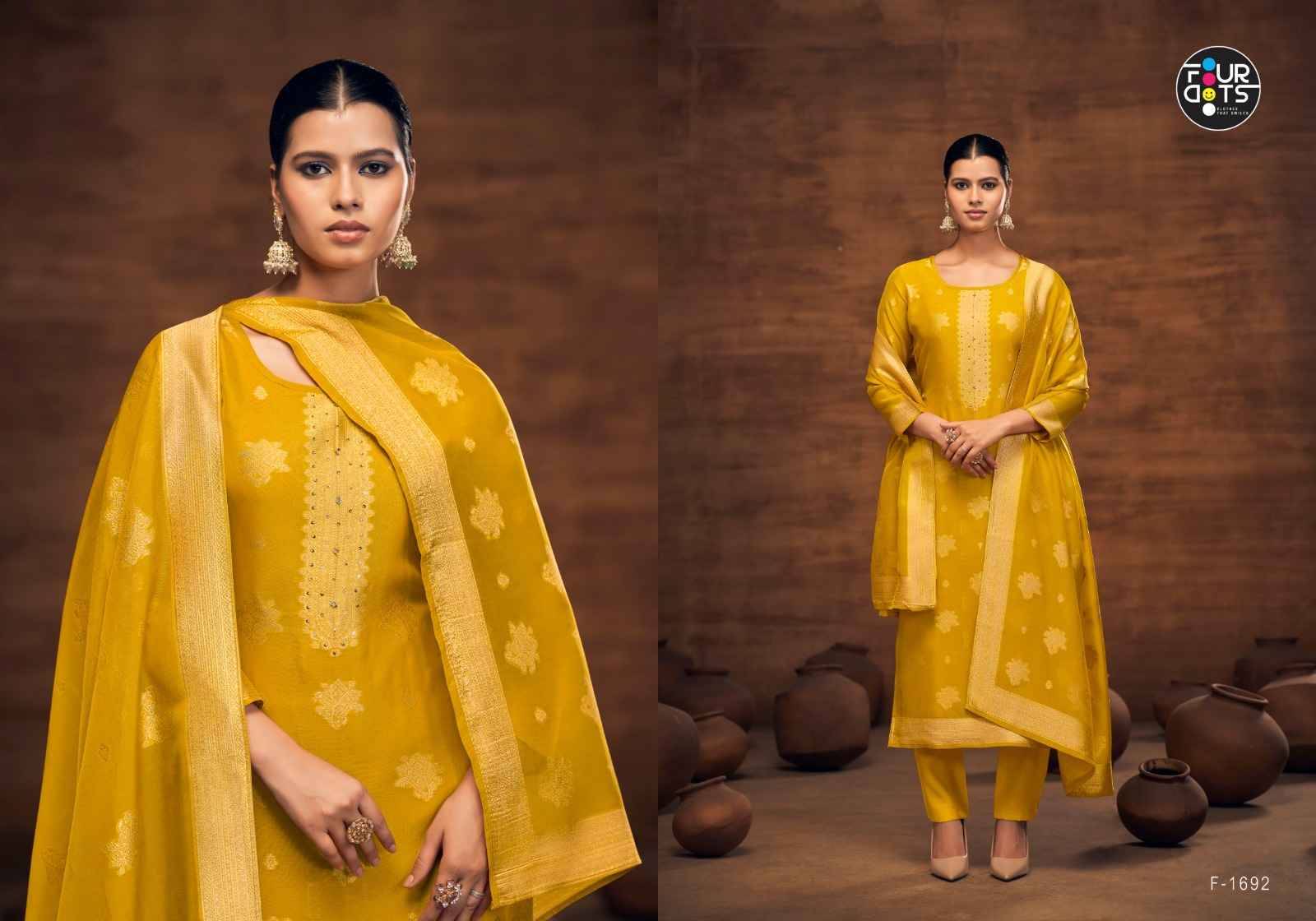 Kalaa By Four Dots 1691 To 1694 Series Designer Stylish Fancy Colorful Beautiful Party Wear & Ethnic Wear Collection Organza Silk Dresses At Wholesale Price