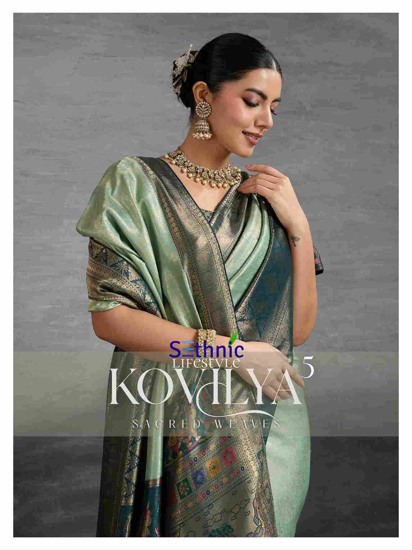 Kovilya Vol-5 By Sethnic 95017 To 95020 Series Indian Traditional Wear Collection Beautiful Stylish Fancy Colorful Party Wear & Occasional Wear Kanjivaram Silk Sarees At Wholesale Price