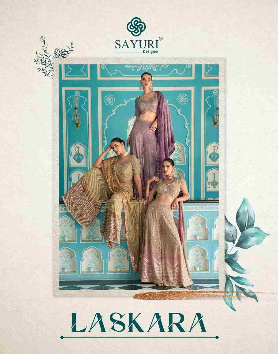 Laskara By Sayuri 5760 To 5764 Series Designer Stylish Fancy Colorful Beautiful Party Wear & Ethnic Wear Collection Georgette Crop Top With Bottom And Dupatta At Wholesale Price