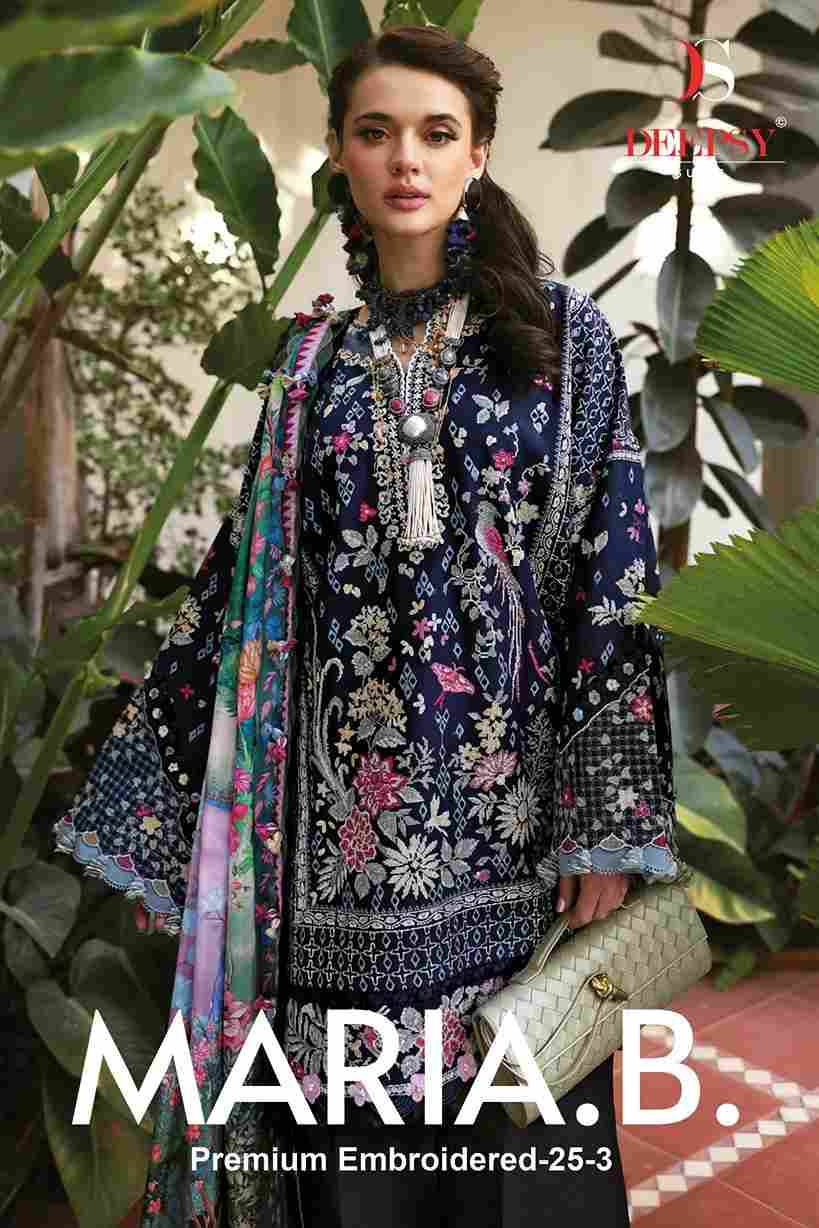 Maria.B. Premium Embroidered-25 Vol-3 By Deepsy Suits 1301 To 1306 Series Pakistani Stylish Beautiful Colourful Printed & Embroidered Party Wear & Occasional Wear Pure Cotton Dresses At Wholesale Price