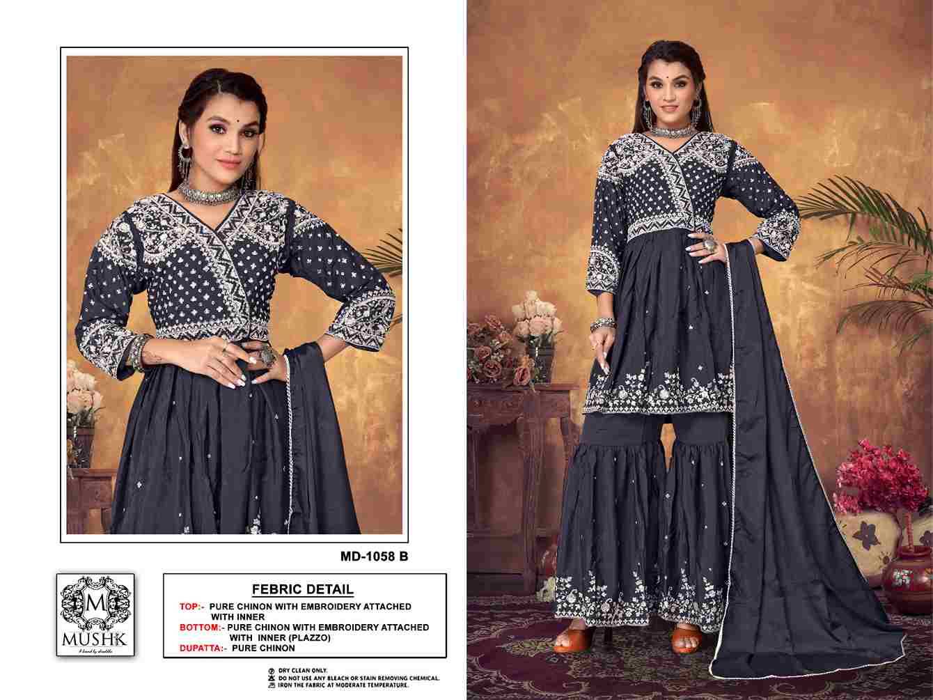 Mushk Hit Design 1058 Colours By Mushk 1058-A To 1058-D Series Beautiful Winter Collection Pakistani Suits Stylish Fancy Colorful Casual Wear & Ethnic Wear Heavy Chinnon Dresses At Wholesale Price