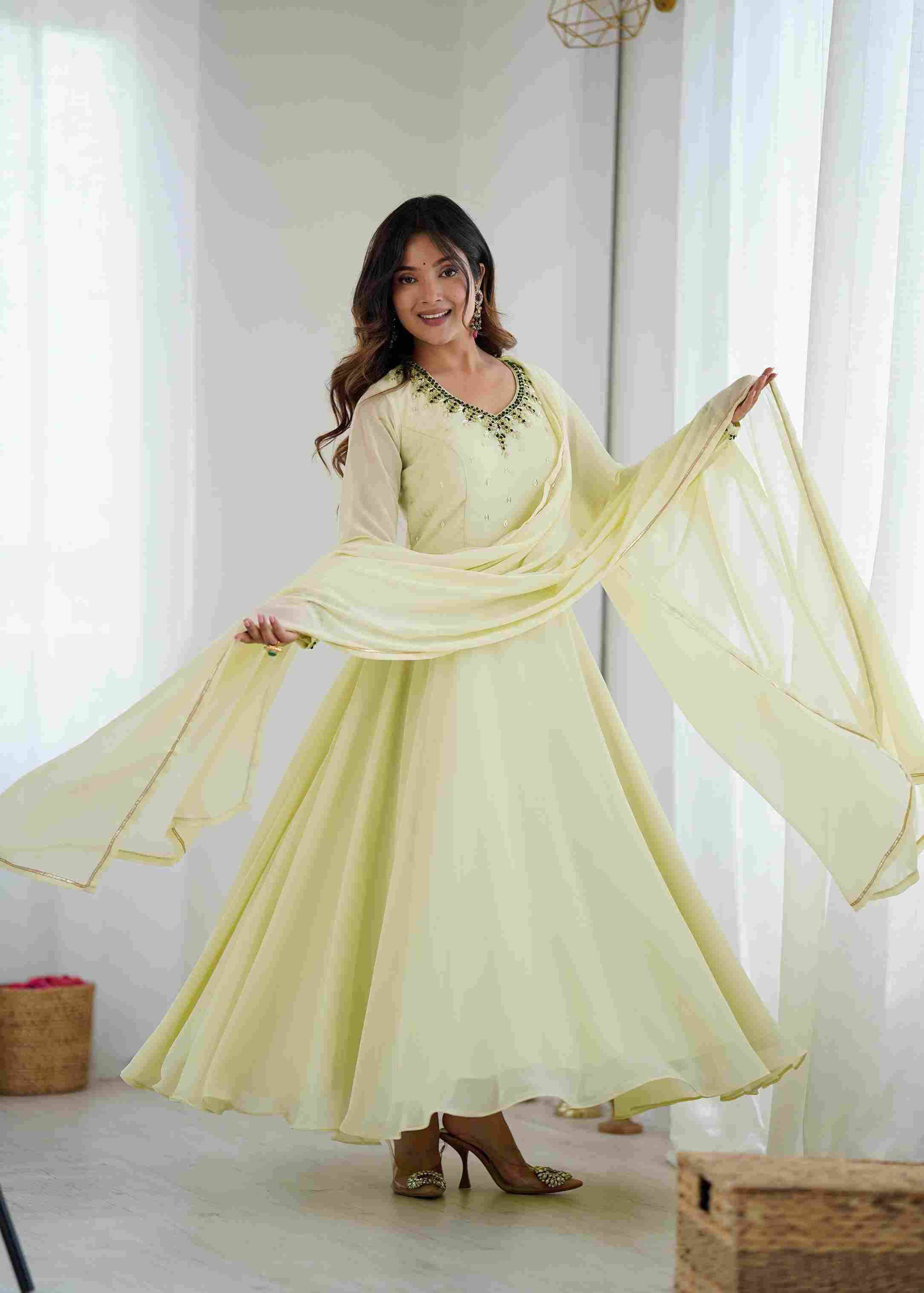 Mb-507 By Fashid Wholesale Designer Beautiful Collection Occasional Wear & Party Wear Faux Georgette Gowns At Wholesale Price
