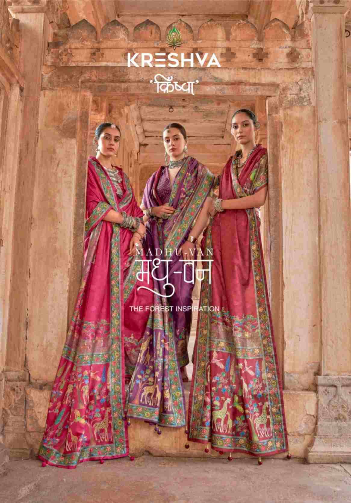 Madhuvan By Kreshva 4066 To 4071 Series Indian Traditional Wear Collection Beautiful Stylish Fancy Colorful Party Wear & Occasional Wear Silk Sarees At Wholesale Price