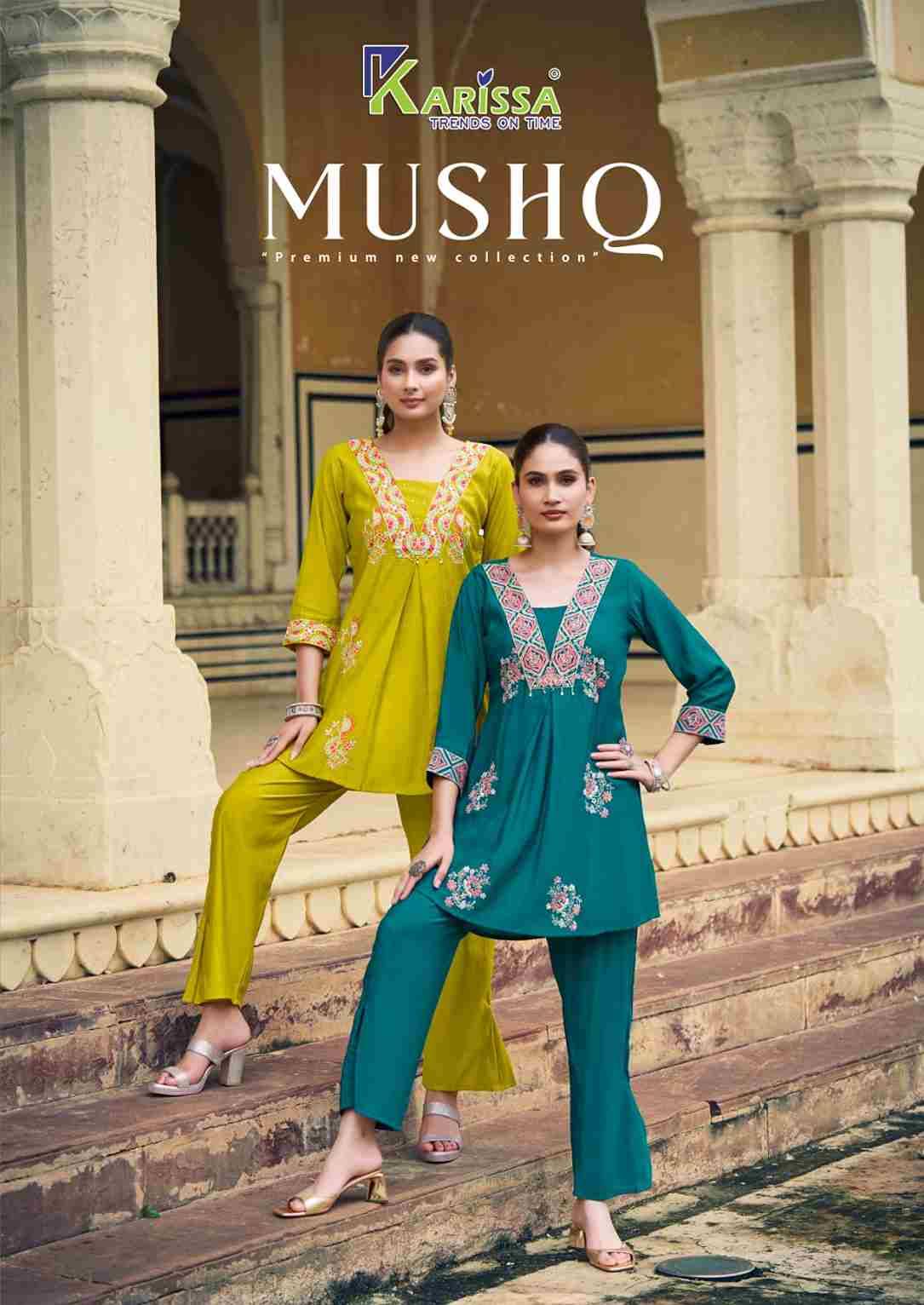 Mushq By Karissa 1001 To 1004 Series Designer Stylish Fancy Colorful Beautiful Party Wear & Ethnic Wear Collection Viscose Roman Co-Ord At Wholesale Price