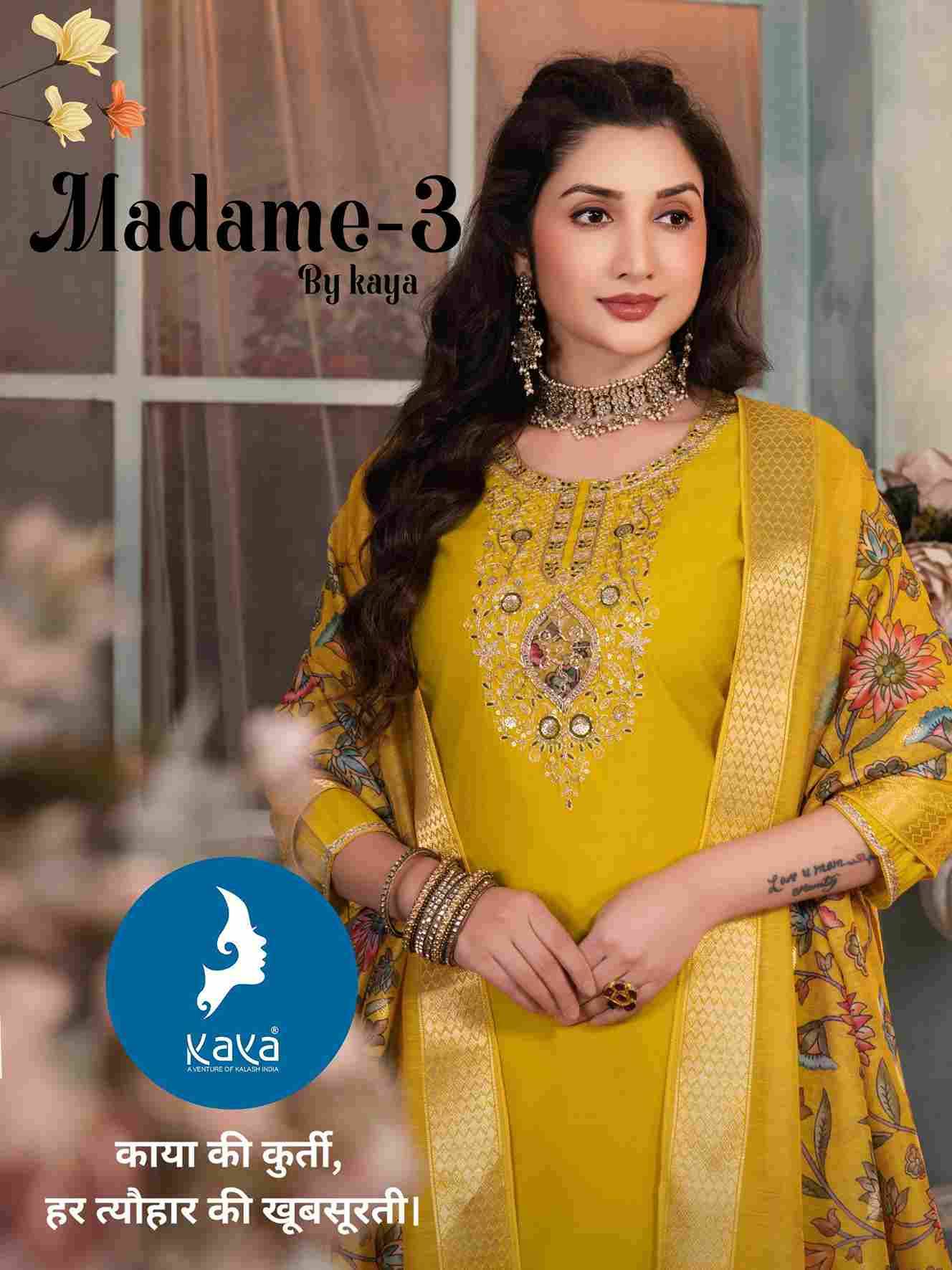Madame Vol-3 By Kaya 01 To 06 Series Designer Festive Suits Beautiful Fancy Colorful Stylish Party Wear & Occasional Wear Roman Silk Dresses At Wholesale Price