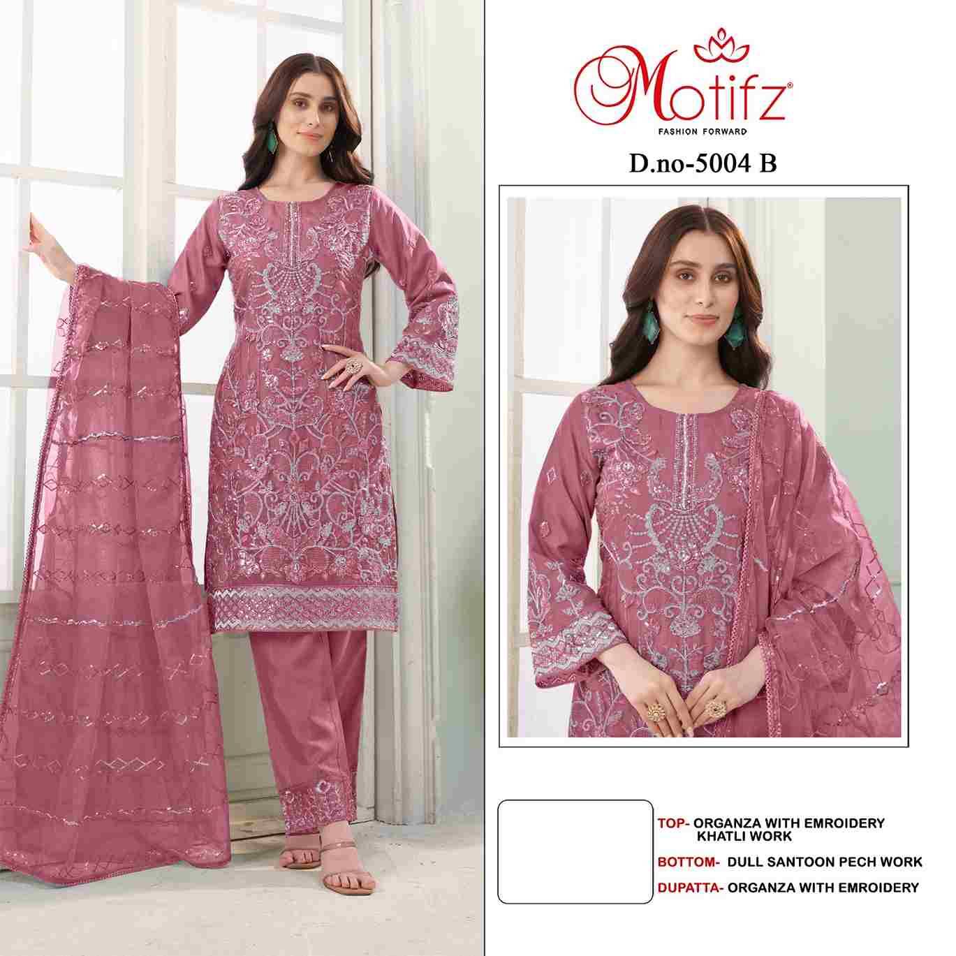 Motifz Hit Design 5004 Colours By Motifz 5004-A To 5004-D Series Beautiful Pakistani Suits Colorful Stylish Fancy Casual Wear & Ethnic Wear Organza Dresses At Wholesale Price