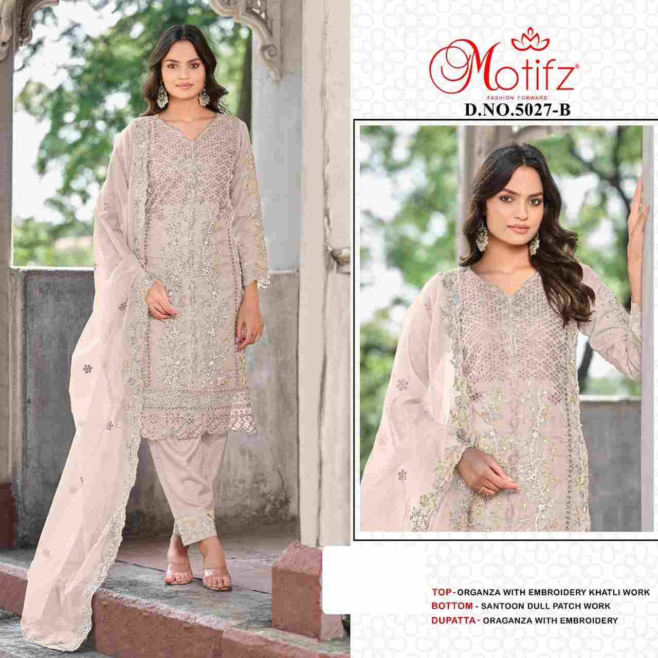 Motifz Hit Design 5027 Colours By Motifz 5027-A To 5027-D Series Beautiful Pakistani Suits Colorful Stylish Fancy Casual Wear & Ethnic Wear Organza Dresses At Wholesale Price