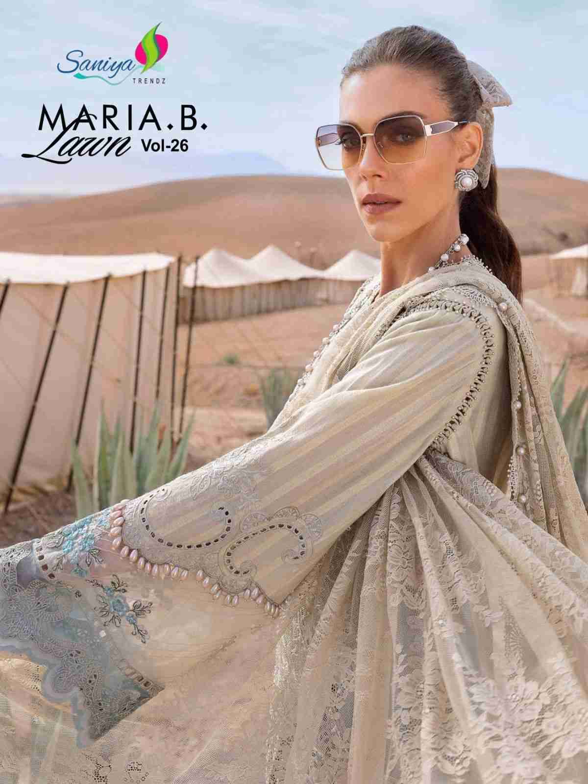 Maria.B. Lawn Vol-26 By Saniya Trendz 26001 To 26002 Series Beautiful Pakistani Suits Colorful Stylish Fancy Casual Wear & Ethnic Wear Cotton Embroidered Dresses At Wholesale Price