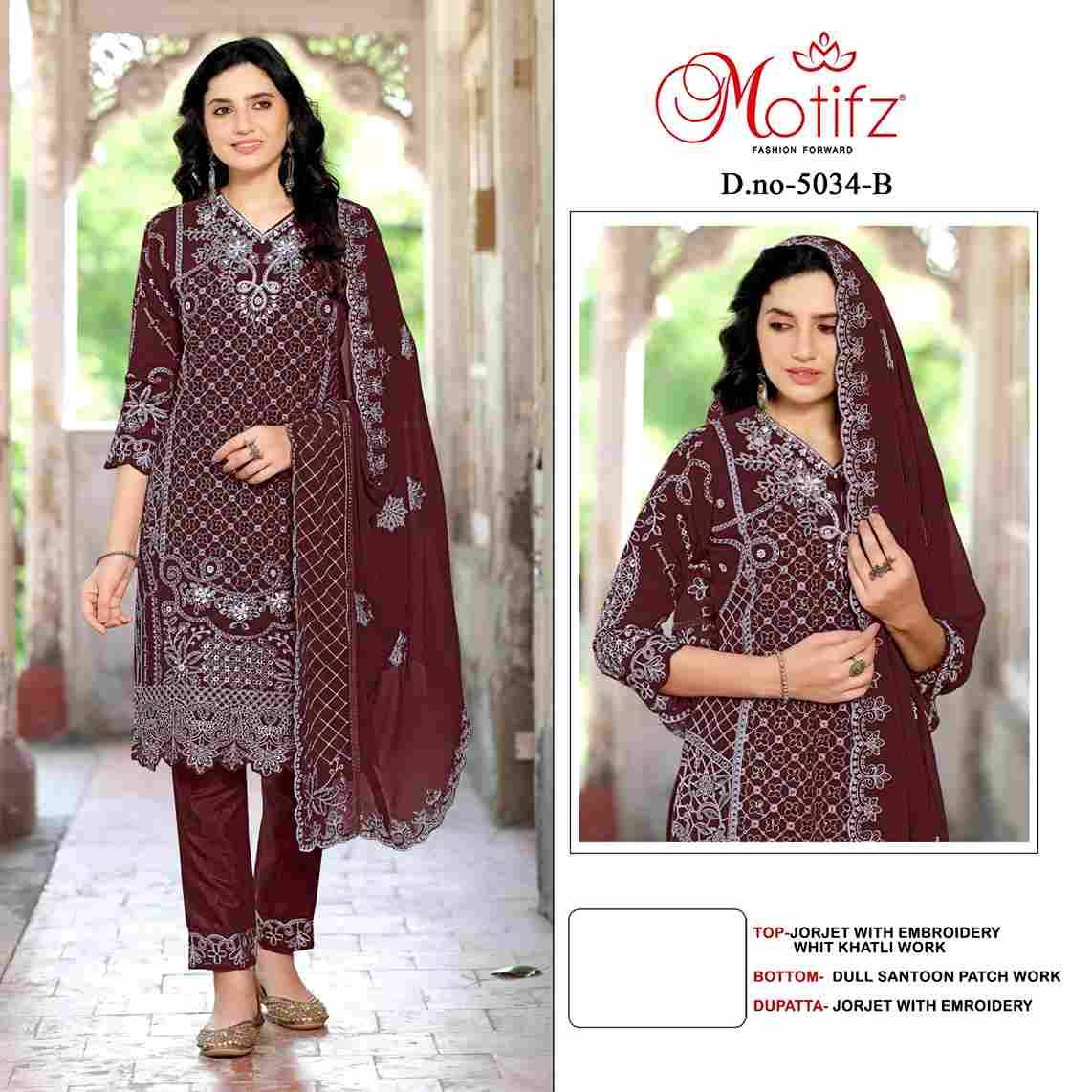 Motifz Hit Design 5034 Colours By Motifz 5034-A To 5034-D Series Beautiful Pakistani Suits Colorful Stylish Fancy Casual Wear & Ethnic Wear Georgette Dresses At Wholesale Price
