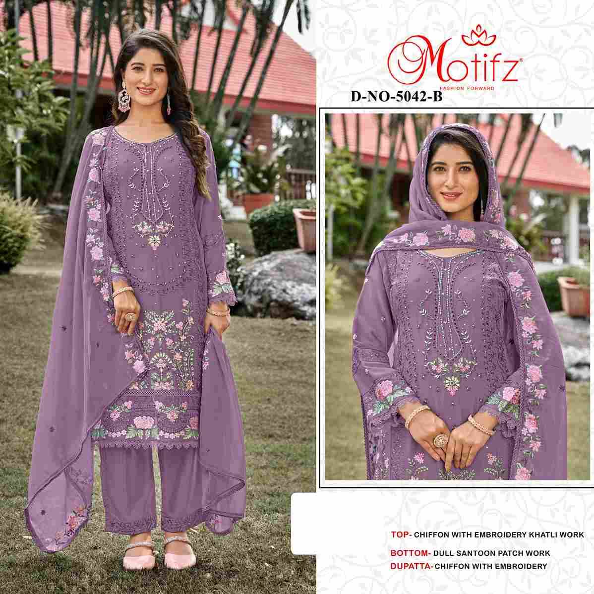 Motifz Hit Design 5042 Colours By Motifz 5042-A To 5042-D Series Beautiful Pakistani Suits Colorful Stylish Fancy Casual Wear & Ethnic Wear Chiffon Dresses At Wholesale Price