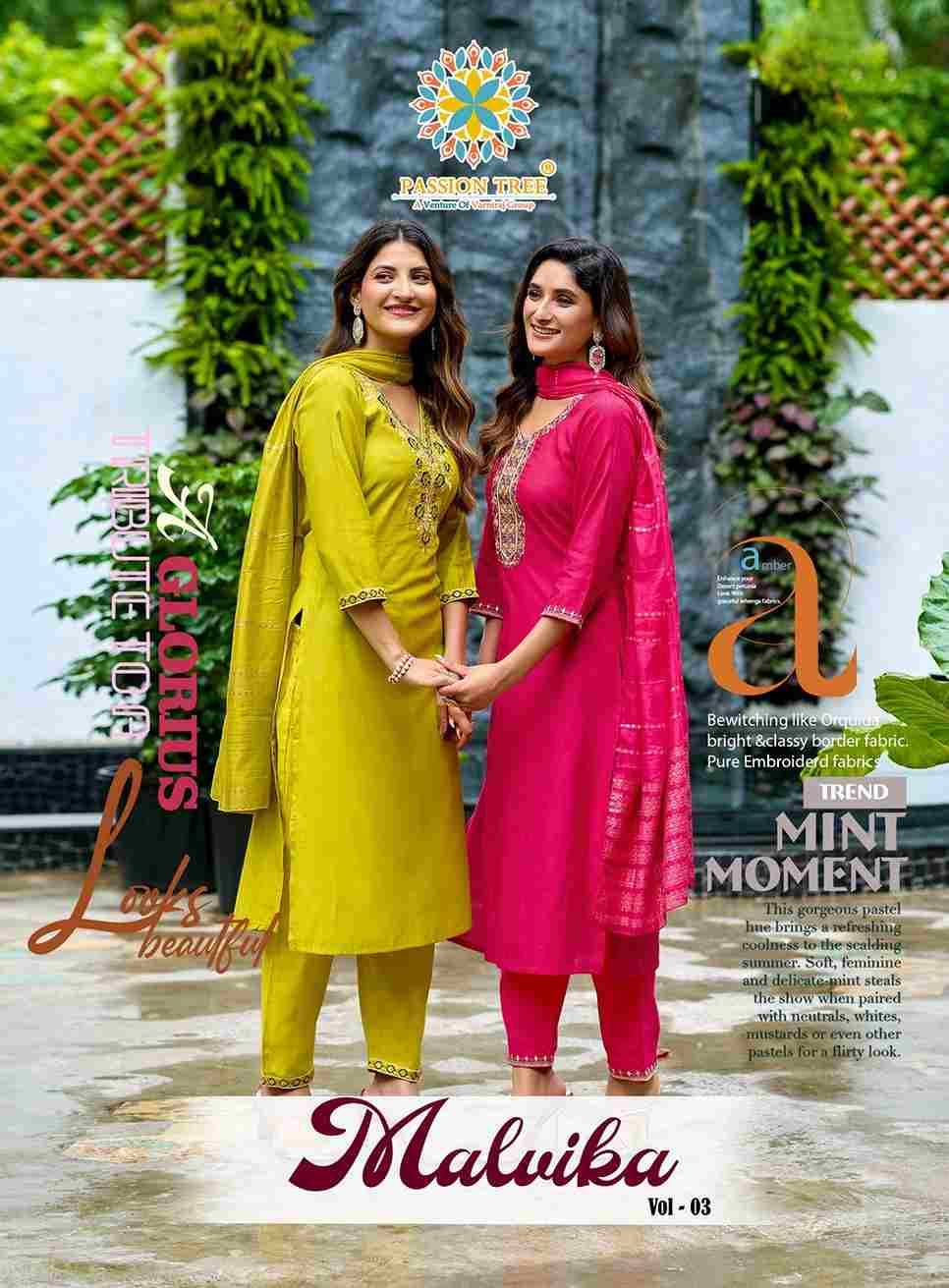 Malvika Vol-3 By Passion Tree 3001 To 3008 Series Beautiful Festive Suits Colorful Stylish Fancy Casual Wear & Ethnic Wear Vatican Dresses At Wholesale Price