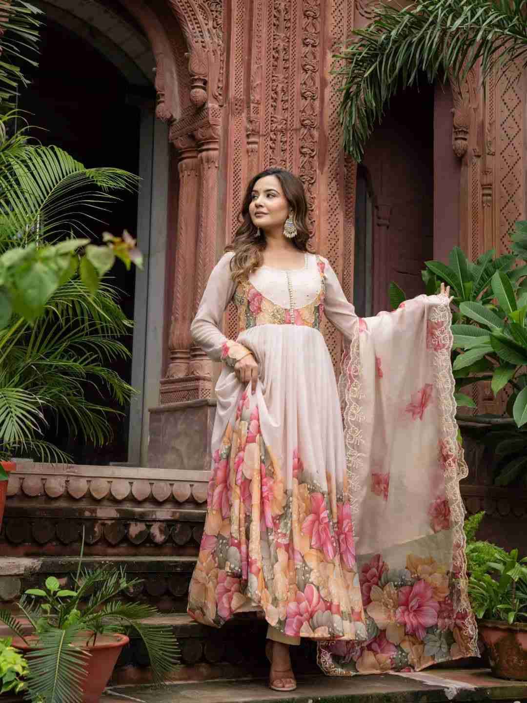Mb-515 By Fashid Wholesale Beautiful Stylish Fancy Colorful Casual Wear & Ethnic Wear Faux Georgette Gown At Wholesale Price