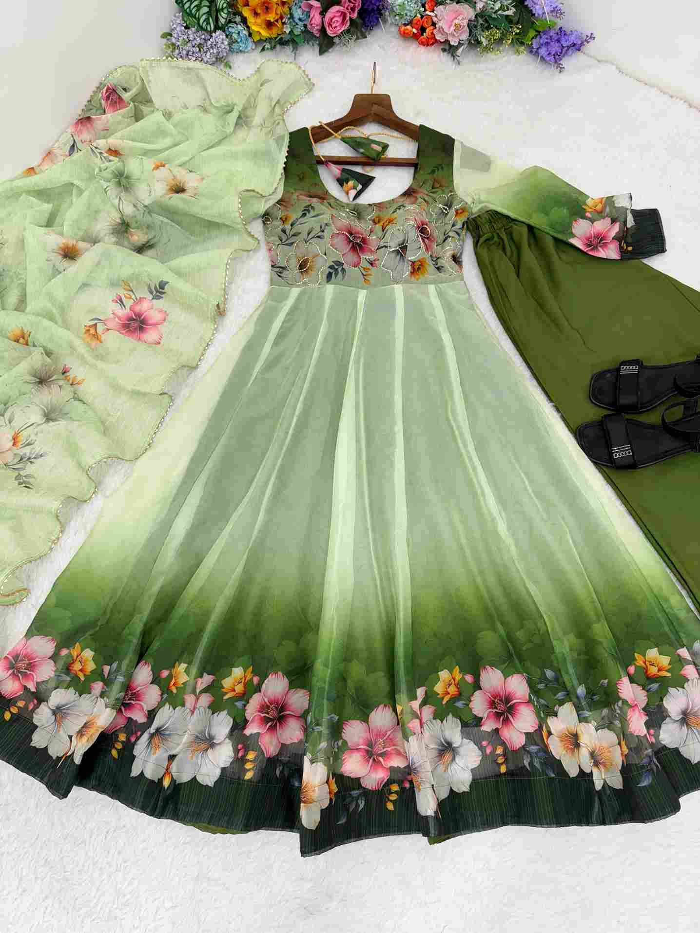 Mb-516 By Fashid Wholesale Beautiful Stylish Fancy Colorful Casual Wear & Ethnic Wear Organza Tabby Silk Gown At Wholesale Price
