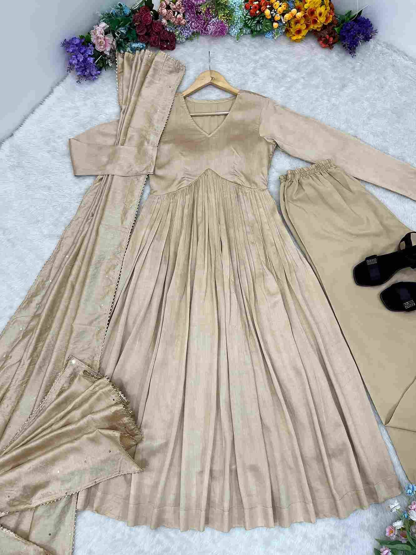 Mb-517 By Fashid Wholesale Beautiful Stylish Fancy Colorful Casual Wear & Ethnic Wear Chanderi Cotton Gown At Wholesale Price