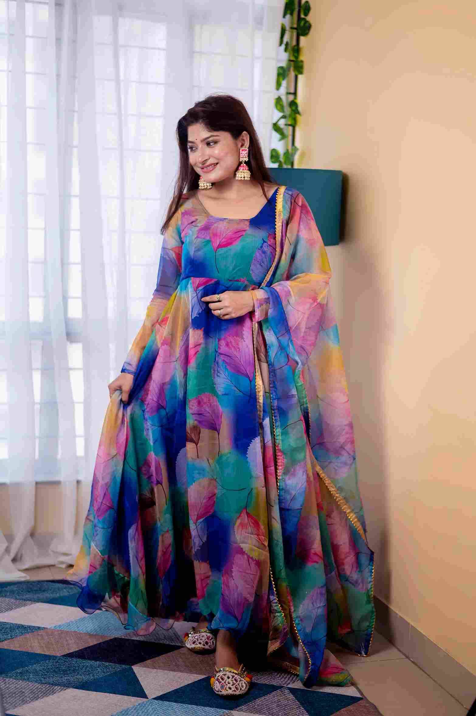 Mb-500 By Fashid Wholesale Designer Beautiful Collection Occasional Wear & Party Wear Organza Taby Silk Gowns At Wholesale Price