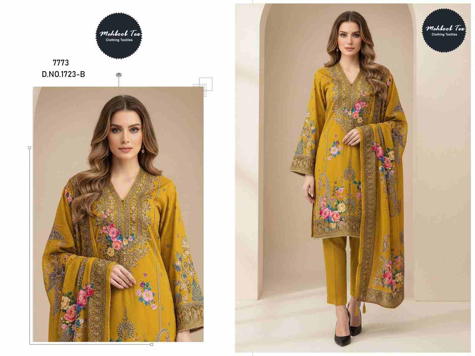 Mehboob Tex Hit Design 1723 Colours By Mehboob Tex 1723-A To 1723-D Series Beautiful Pakistani Suits Stylish Fancy Colorful Party Wear & Occasional Wear Pure Viscose Muslin Dresses At Wholesale Price