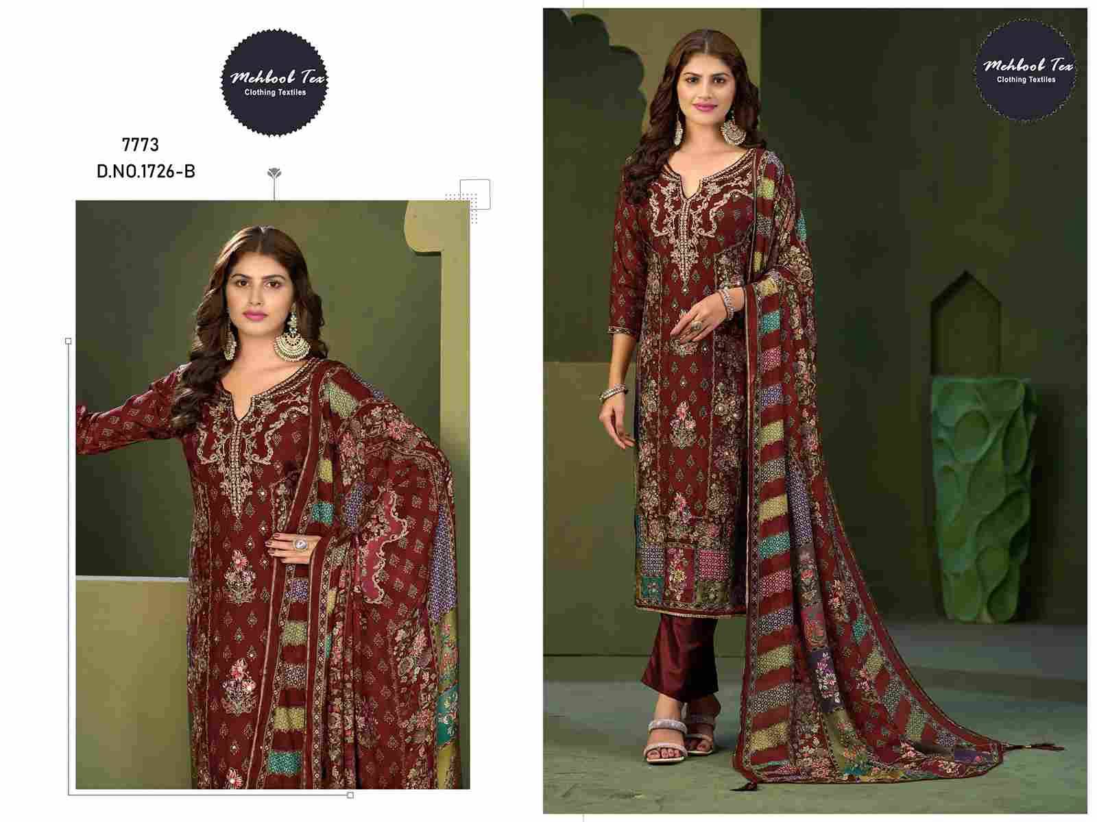 Mehboob Tex Hit Design 1726 Colours By Mehboob Tex 1726-A To 1726-D Series Beautiful Pakistani Suits Stylish Fancy Colorful Party Wear & Occasional Wear Pure Viscose Muslin Dresses At Wholesale Price