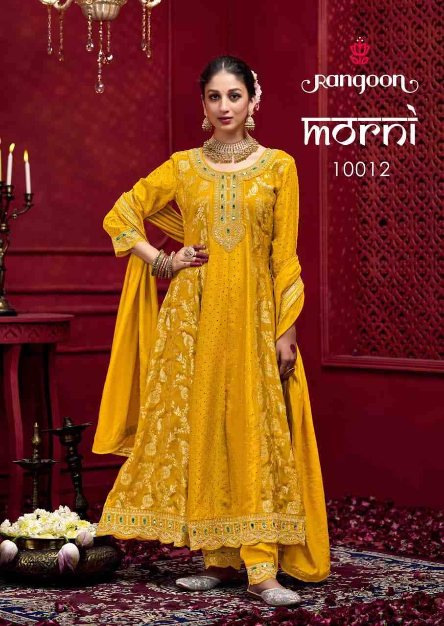 Morni By Rangoon 10011 To 10014 Series Beautiful Stylish Anarkali Suits Fancy Colorful Casual Wear & Ethnic Wear & Ready To Wear Jacquard Dresses At Wholesale Price