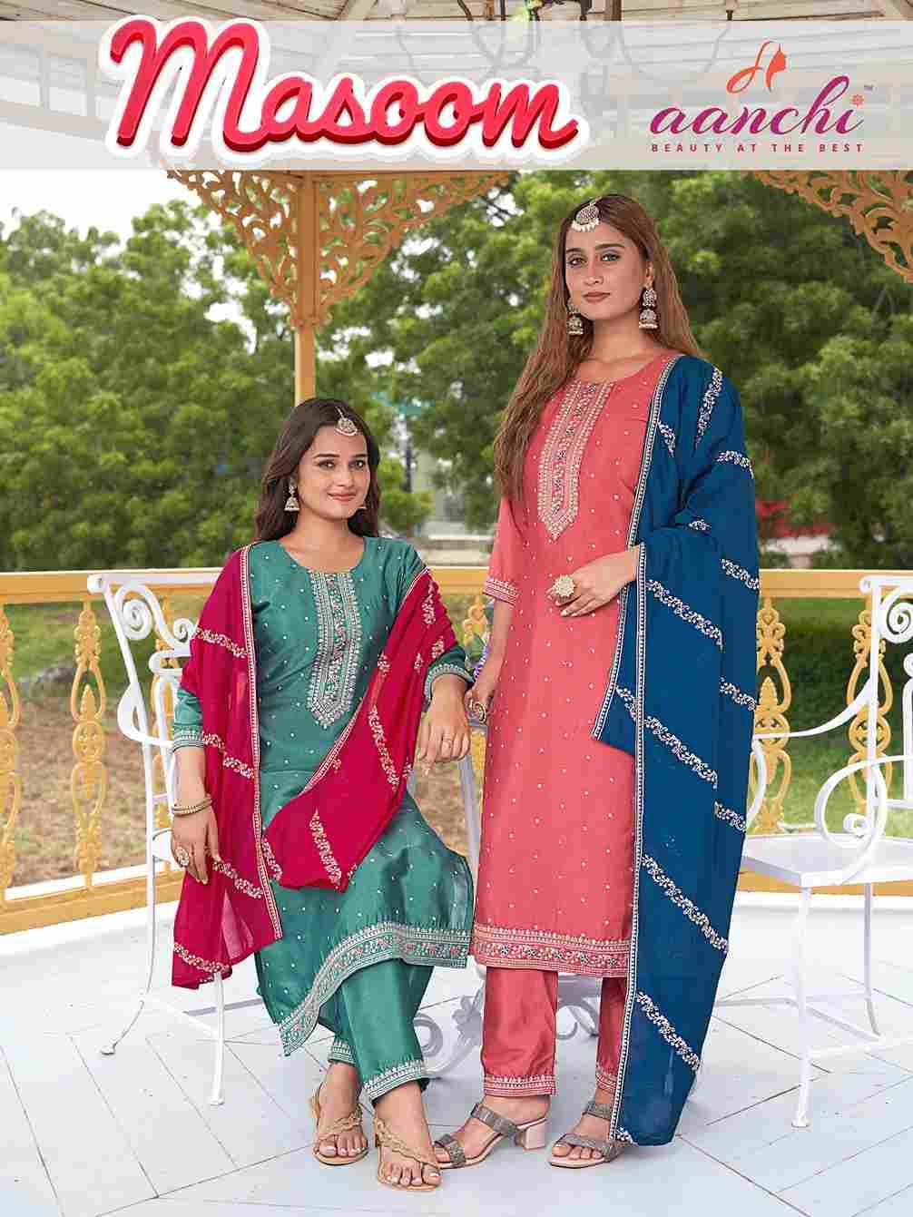 Masoom By Aanchi 01 To 04 Series Beautiful Festive Suits Colorful Stylish Fancy Casual Wear & Ethnic Wear Vichitra Silk Dresses At Wholesale Price