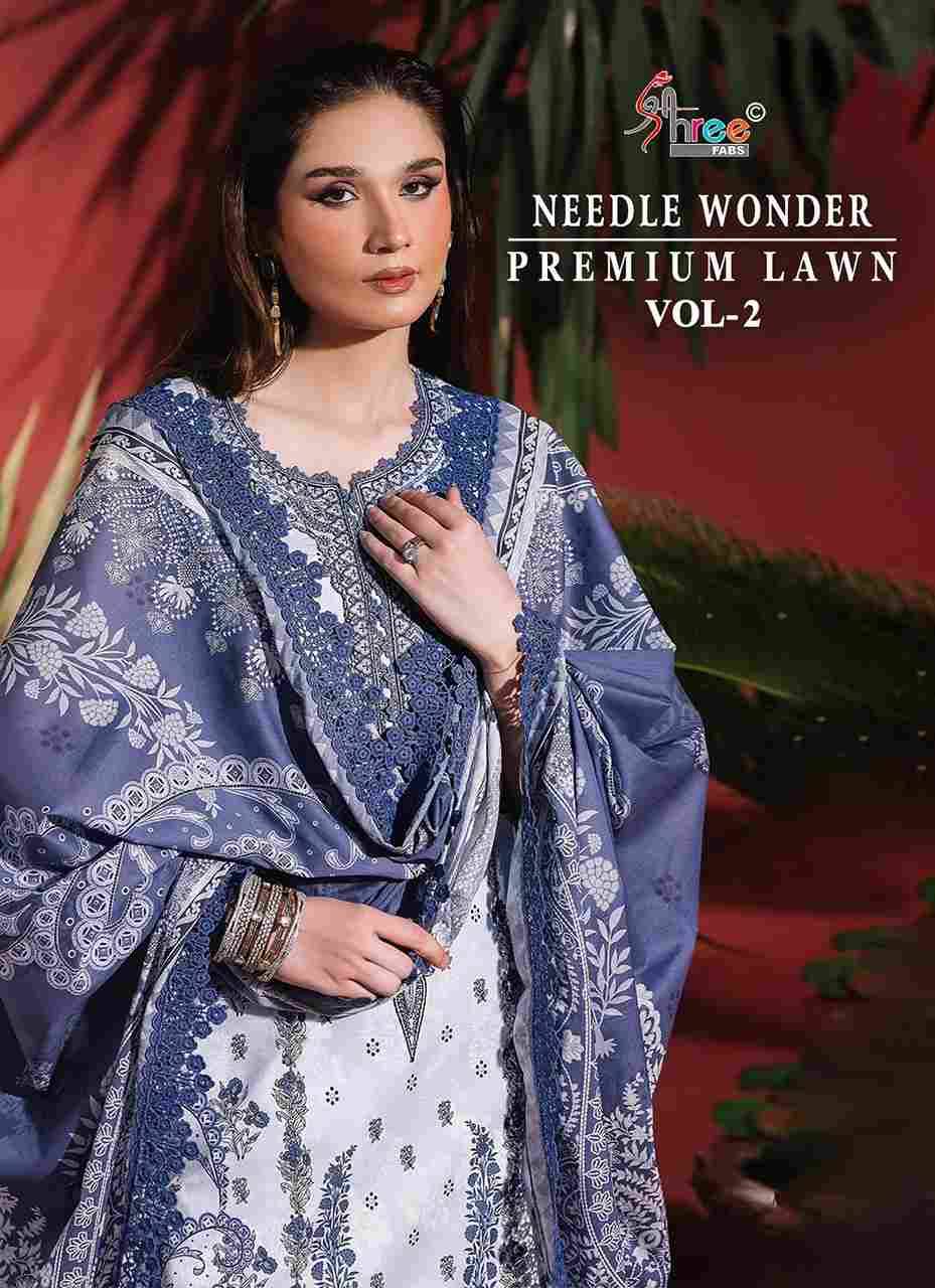 Needle Wonder Premium Lawn Vol-2 By Shree Fabs 3971 To 3977 Series Designer Pakistani Suits Beautiful Fancy Stylish Colorful Party Wear & Occasional Wear Pure Cotton With Embroidery Dresses At Wholesale Price