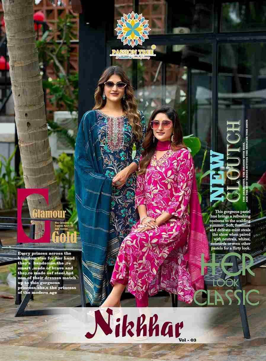 Nikhaar Vol- By Passion Tree 3001 To 3009 Series Beautiful Stylish Festive Suits Fancy Colorful Casual Wear & Ethnic Wear & Ready To Wear Rayon Foil Dresses At Wholesale Price