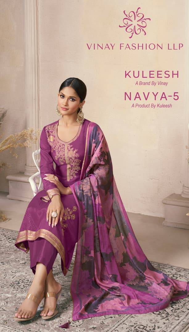 Navya Vol-5 By Kuleesh 74851 To 74854 Series Designer Festive Suits Collection Beautiful Stylish Fancy Colorful Party Wear & Occasional Wear Muslin Dresses At Wholesale Price