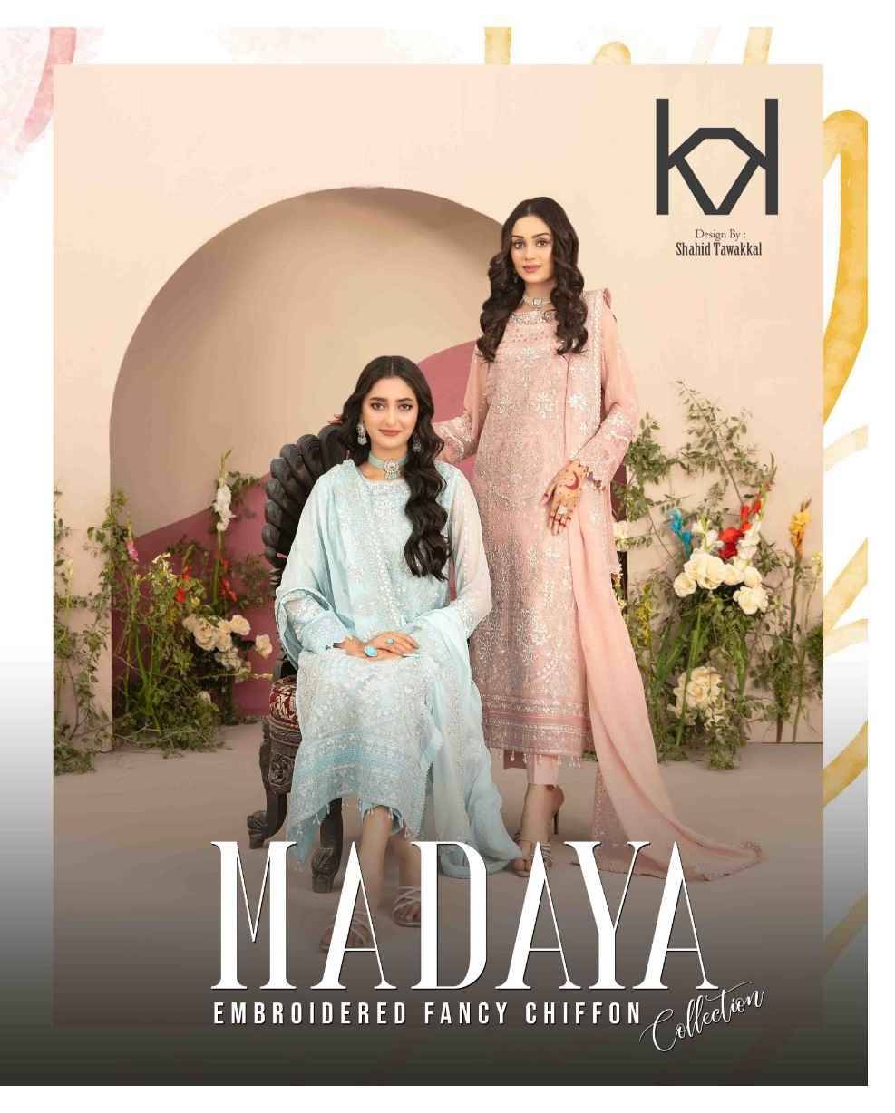 Original Pakistani Madaya By Tawakkal Fab Beautiful Pakistani Suits Colorful Stylish Fancy Casual Wear & Ethnic Wear Chiffon Dresses At Wholesale Price