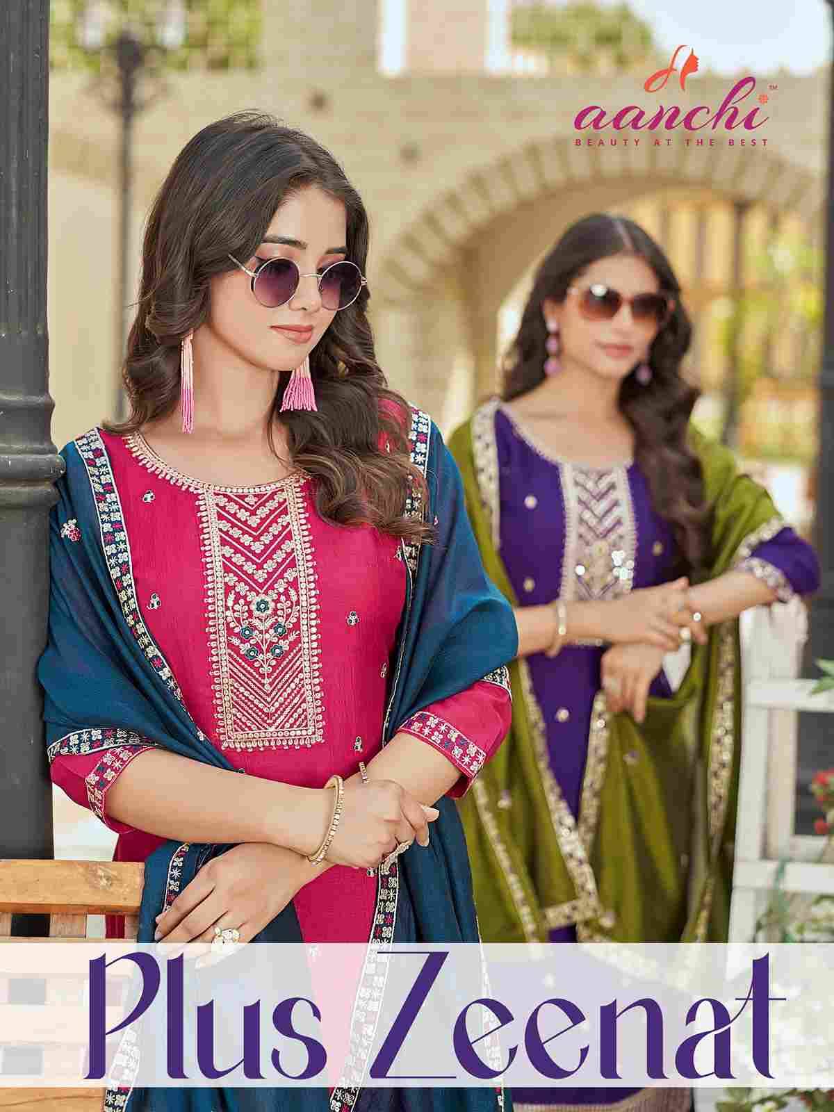 Plus Zeenat By Aanchi Combo Set 01 To 04 Series Beautiful Stylish Festive Suits Fancy Colorful Casual Wear & Ethnic Wear & Ready To Wear Vichitra Silk Print Dresses At Wholesale Price