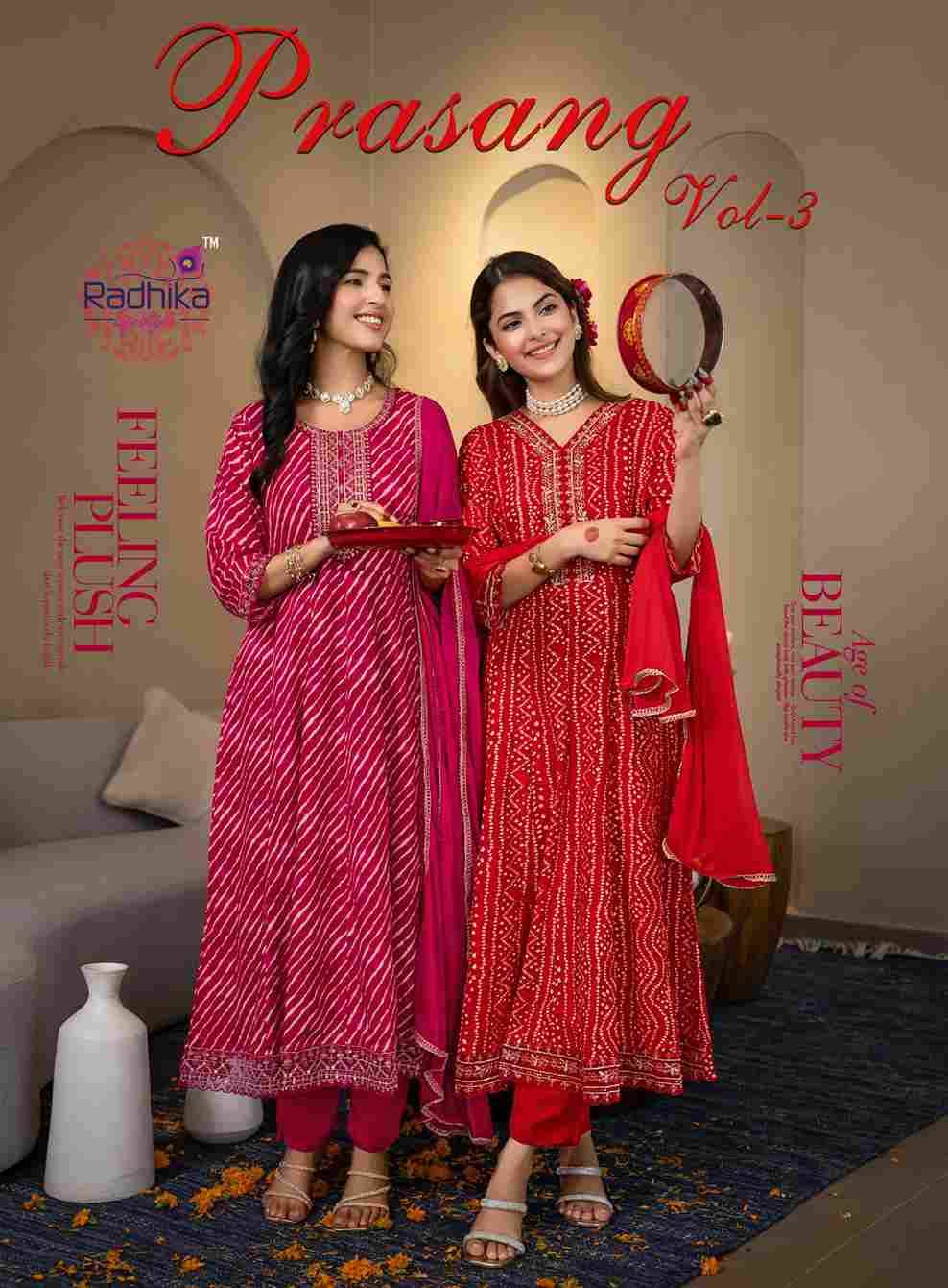 Prasang Vol-3 By Radhika Lifestyle 3001 To 3006 Series Beautiful Stylish Anarkali Suits Fancy Colorful Casual Wear & Ethnic Wear & Ready To Wear Rayon Foil Dresses At Wholesale Price