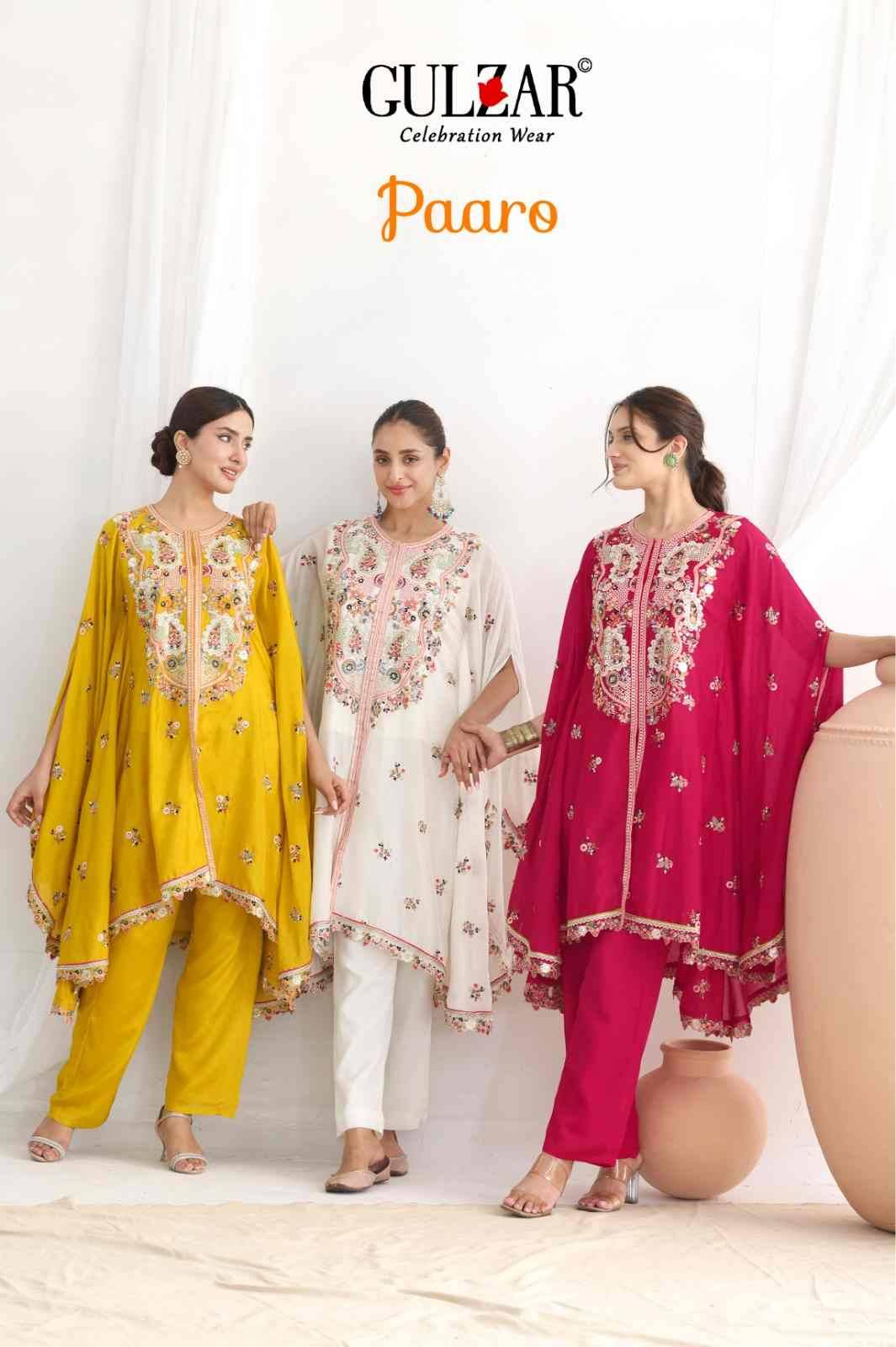 Paaro By Gulzar 3501 To 3503 Series Designer Stylish Fancy Colorful Beautiful Party Wear & Ethnic Wear Collection Chinnon Kaftan At Wholesale Price