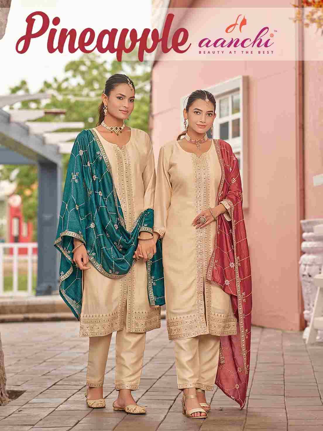 Pineapple By Aanchi 01 To 03 Series Beautiful Festive Suits Colorful Stylish Fancy Casual Wear & Ethnic Wear Vichitra Silk Dresses At Wholesale Price
