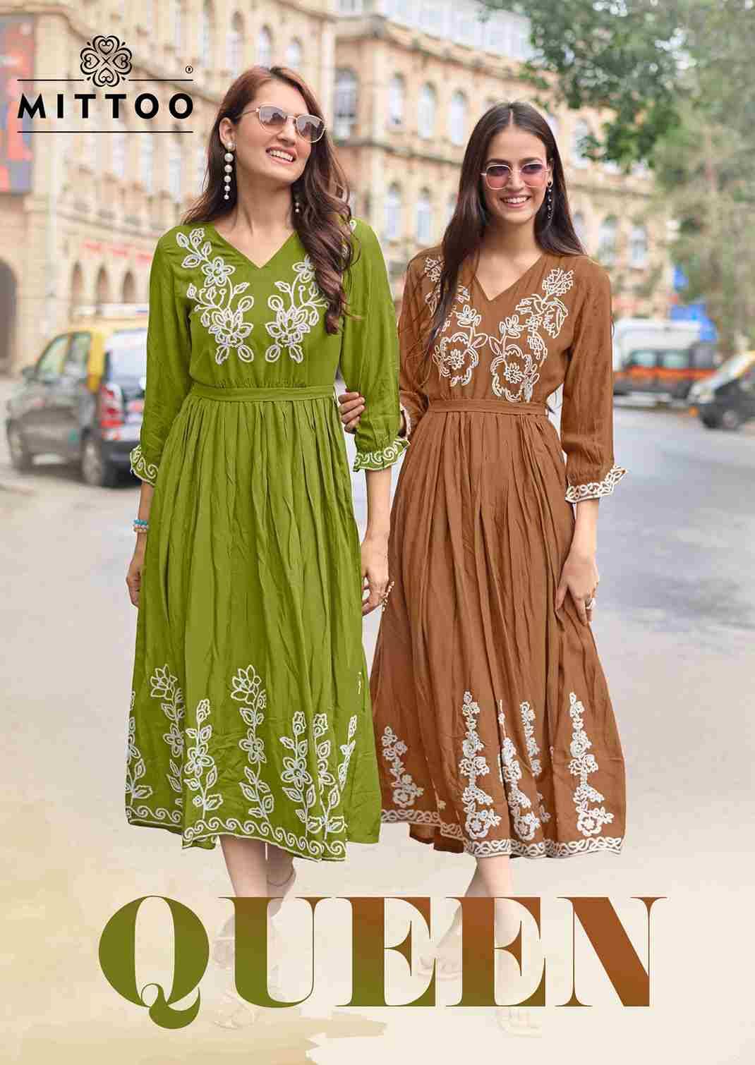 Queen By Mittoo 1001 To 1006 Series Designer Stylish Fancy Colorful Beautiful Party Wear & Ethnic Wear Collection Heavy Rayon Kurtis At Wholesale Price