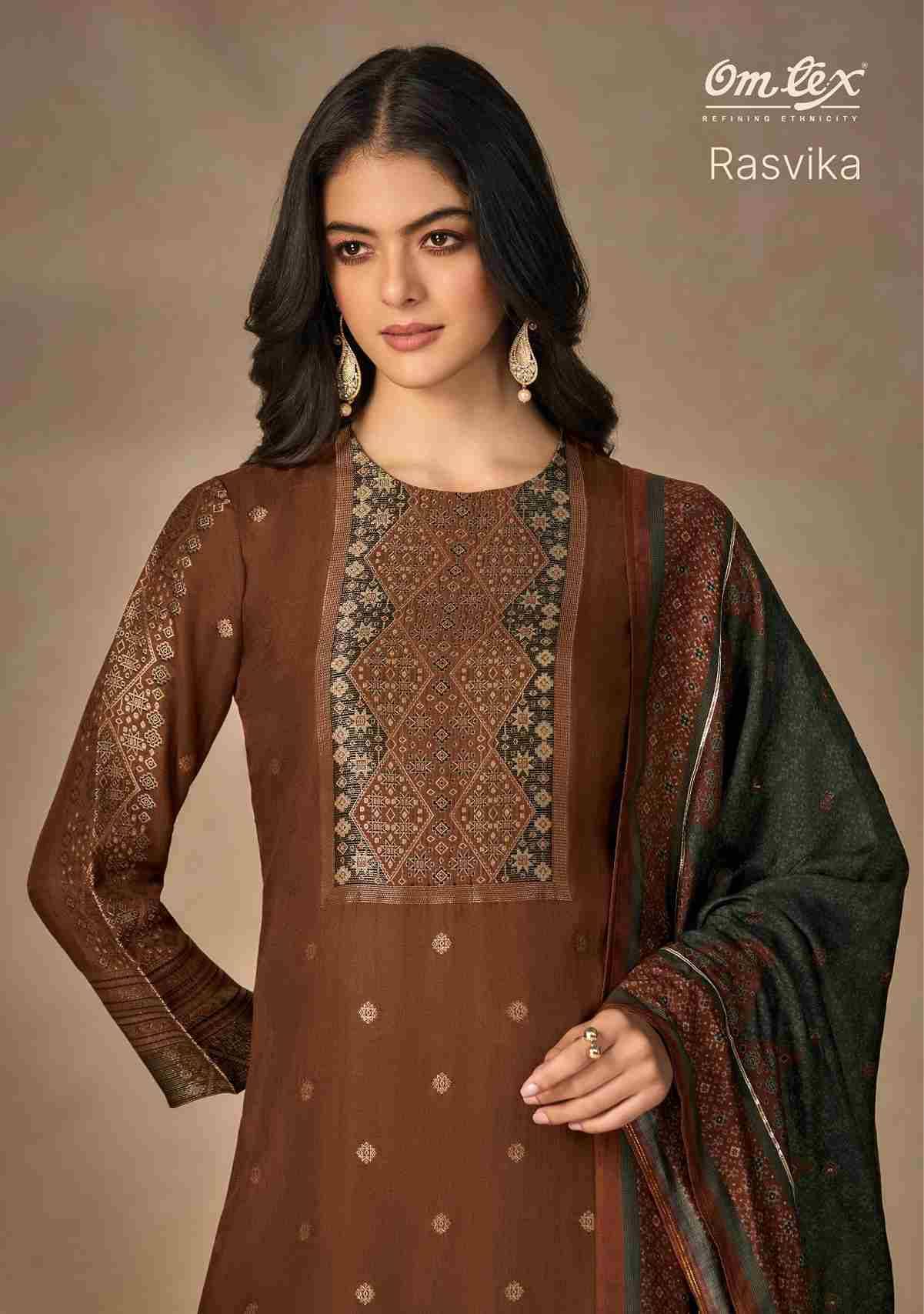 Rasvika By Om Tex 8231-A To 8231-D Series Beautiful Festive Suits Colorful Stylish Fancy Casual Wear & Ethnic Wear Muslin Jacquard Print Dresses At Wholesale Price