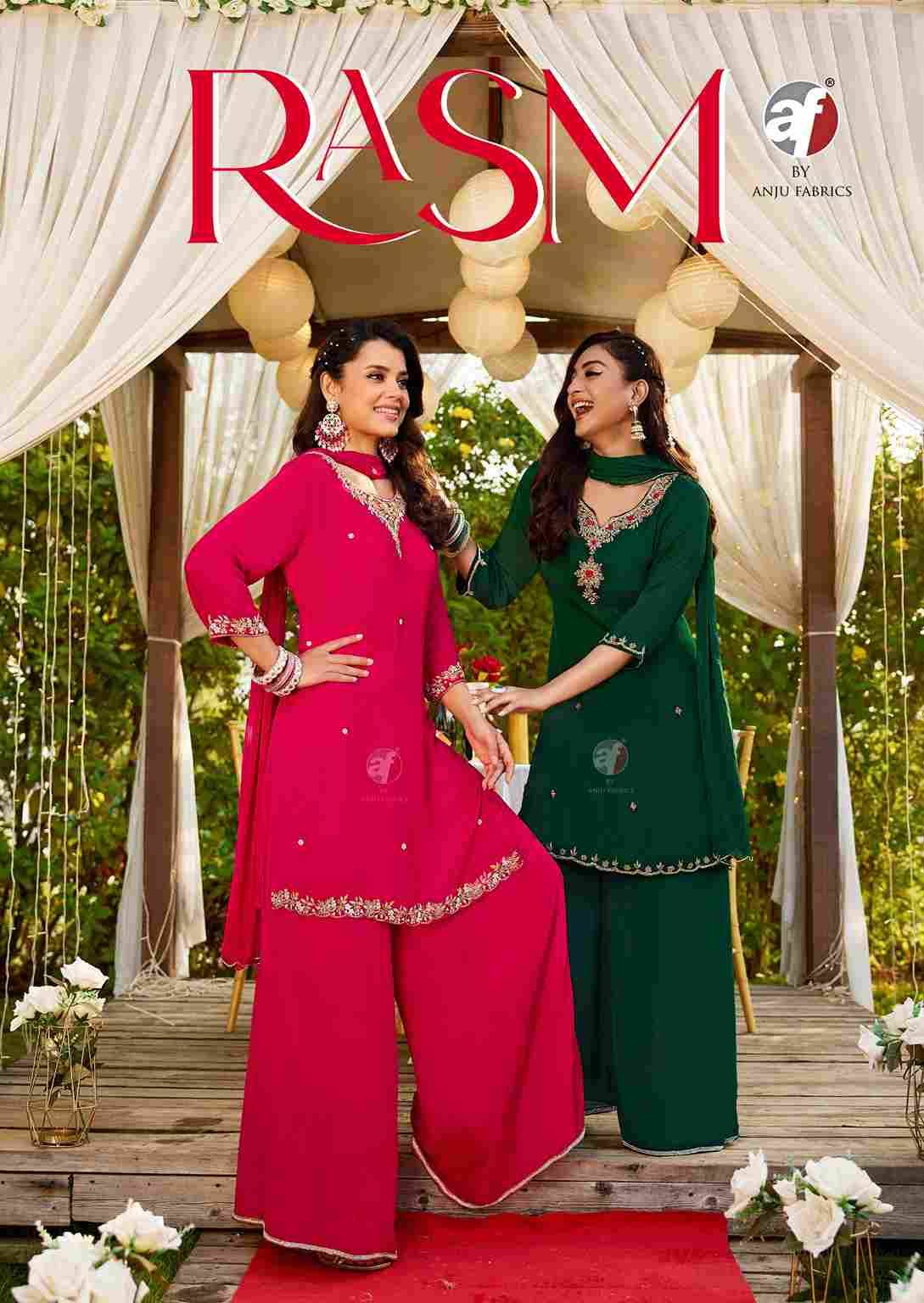 Rasm Vol-7 By Anju Fabrics 4181 To 4185 Series Festive Suits Collection Beautiful Stylish Fancy Colorful Party Wear & Occasional Wear Chinnon Chiffon Dresses At Wholesale Price