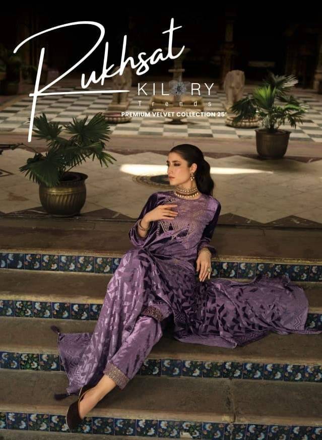 Rukhsat By Kilory 01 To 04 Series Beautiful Festive Suits Colorful Stylish Fancy Casual Wear & Ethnic Wear Pure Velvet Dresses At Wholesale Price