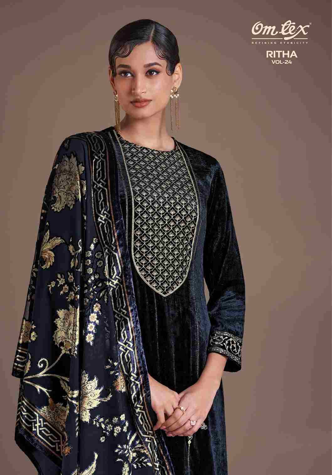 Ritha Vol-24 By Om Tex 8701-A To 8701-D Series Beautiful Festive Suits Colorful Stylish Fancy Casual Wear & Ethnic Wear Viscose Velvet Dresses At Wholesale Price