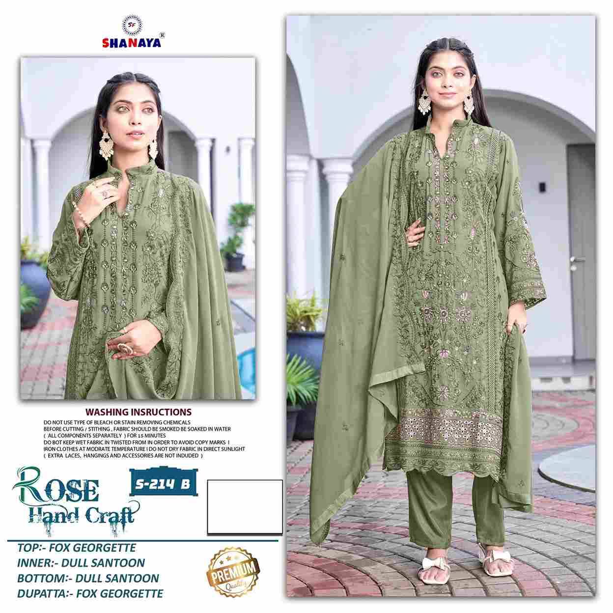 Rose Hand Craft By Shanaya Fashion 214-A To 214-C Series Beautiful Pakistani Suits Colorful Stylish Fancy Casual Wear & Ethnic Wear Faux Georgette Dresses At Wholesale Price