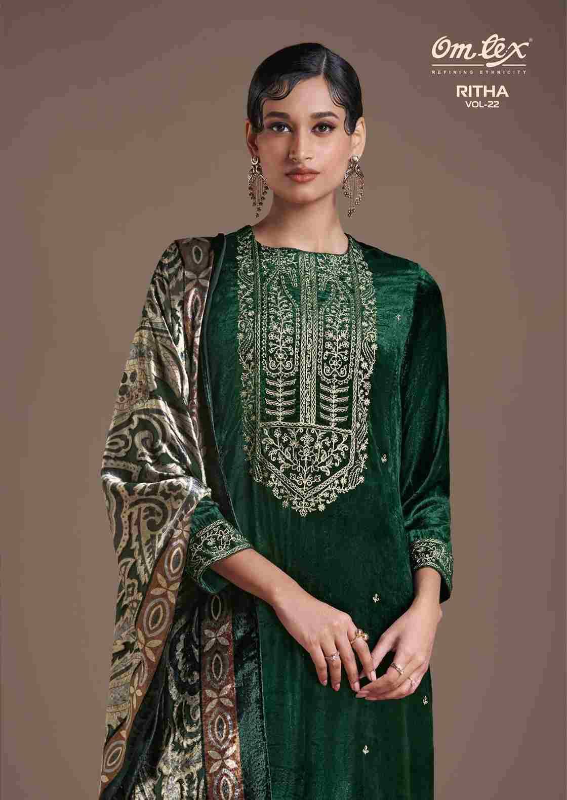 Ritha Vol-22 By Om Tex 8711-A To 8711-C Series Beautiful Festive Suits Colorful Stylish Fancy Casual Wear & Ethnic Wear Viscose Velvet Dresses At Wholesale Price