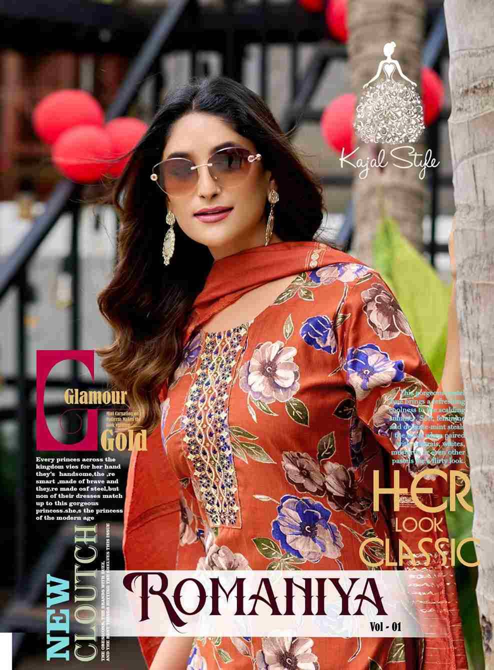 Romaniya Vol-1 By Kajal Style 1001 To 1008 Series Beautiful Stylish Festive Suits Fancy Colorful Casual Wear & Ethnic Wear & Ready To Wear Vertican Dresses At Wholesale Price