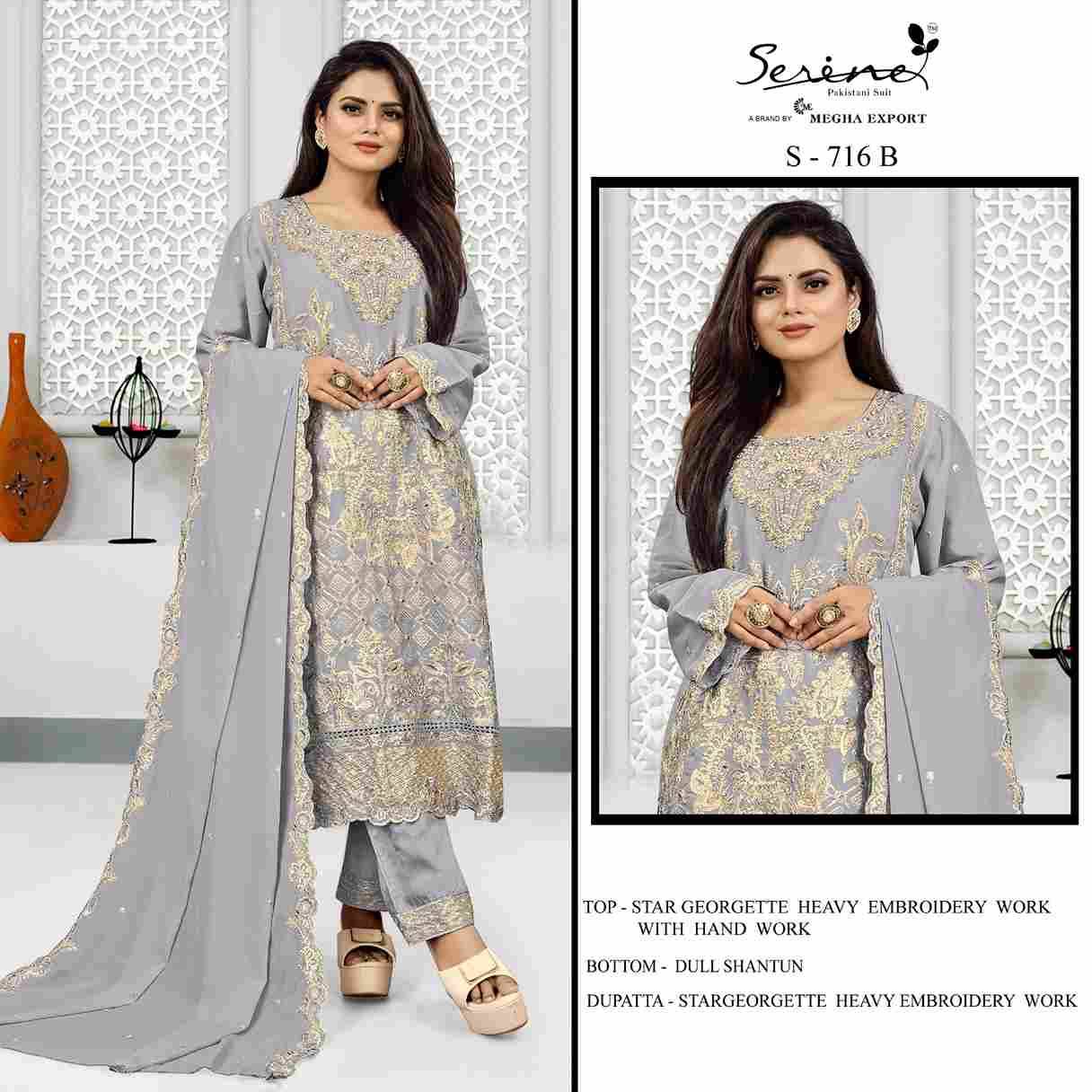 Serene Hit Design S-716 Colours By Serene S-716-A To S-716-D Series Designer Pakistani Suits Beautiful Fancy Colorful Stylish Party Wear & Occasional Wear Georgette Embroidered Dresses At Wholesale Price