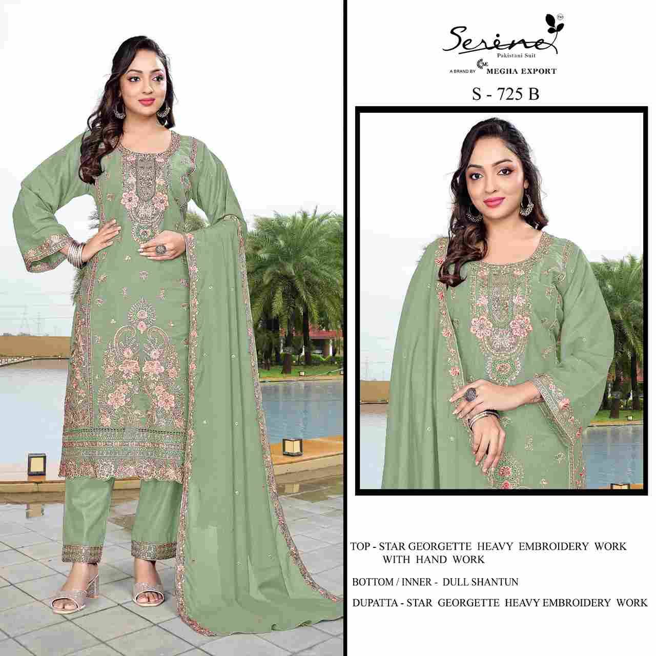 Serene Hit Design S-725 Colours By Serene S-725-A To S-725-D Series Designer Pakistani Suits Beautiful Fancy Colorful Stylish Party Wear & Occasional Wear Georgette Embroidered Dresses At Wholesale Price