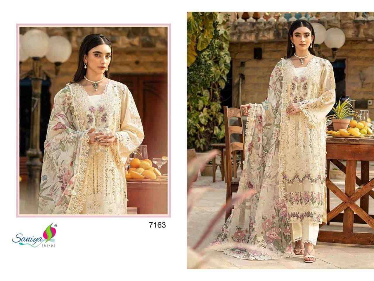Saniya Trendz Hit Design 7163 By Saniya Trendz Beautiful Pakistani Suits Colorful Stylish Fancy Casual Wear & Ethnic Wear Pure Cotton Embroidered Dresses At Wholesale Price