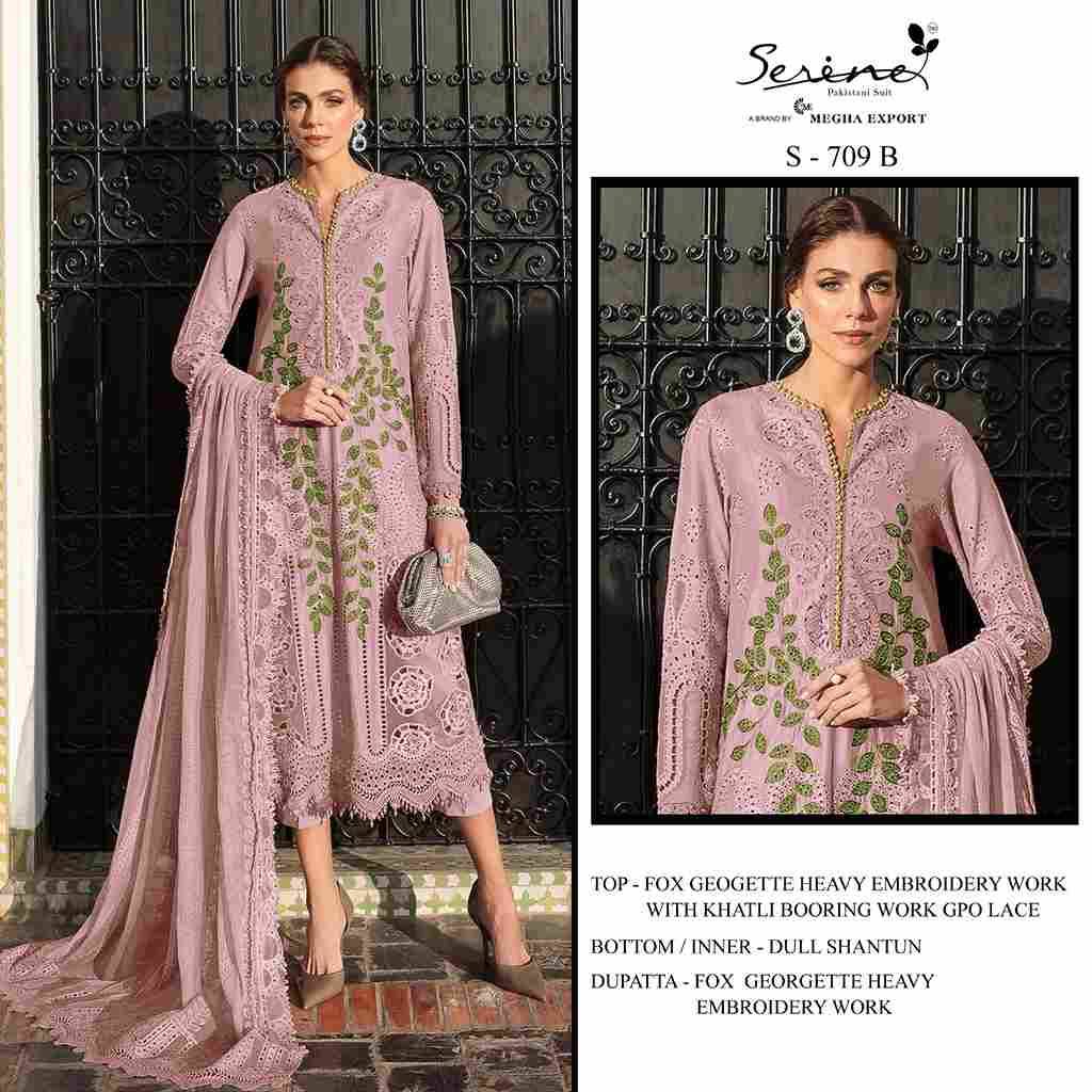 Serene Hit Design S-709 Colours By Serene S-709-A To S-709-D Series Designer Pakistani Suits Beautiful Fancy Colorful Stylish Party Wear & Occasional Wear Pure Georgette Embroidered Dresses At Wholesale Price